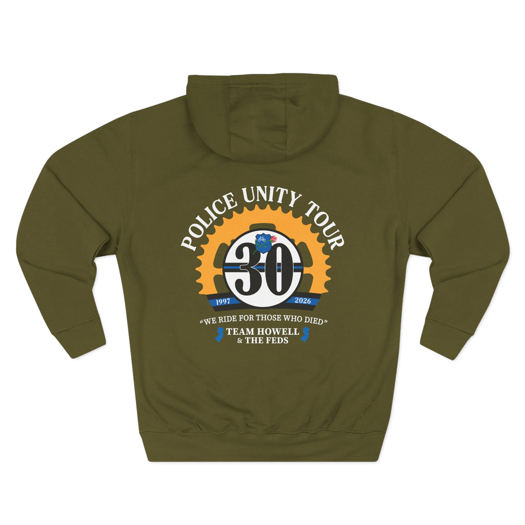Hoodie with left chest logo and full back design