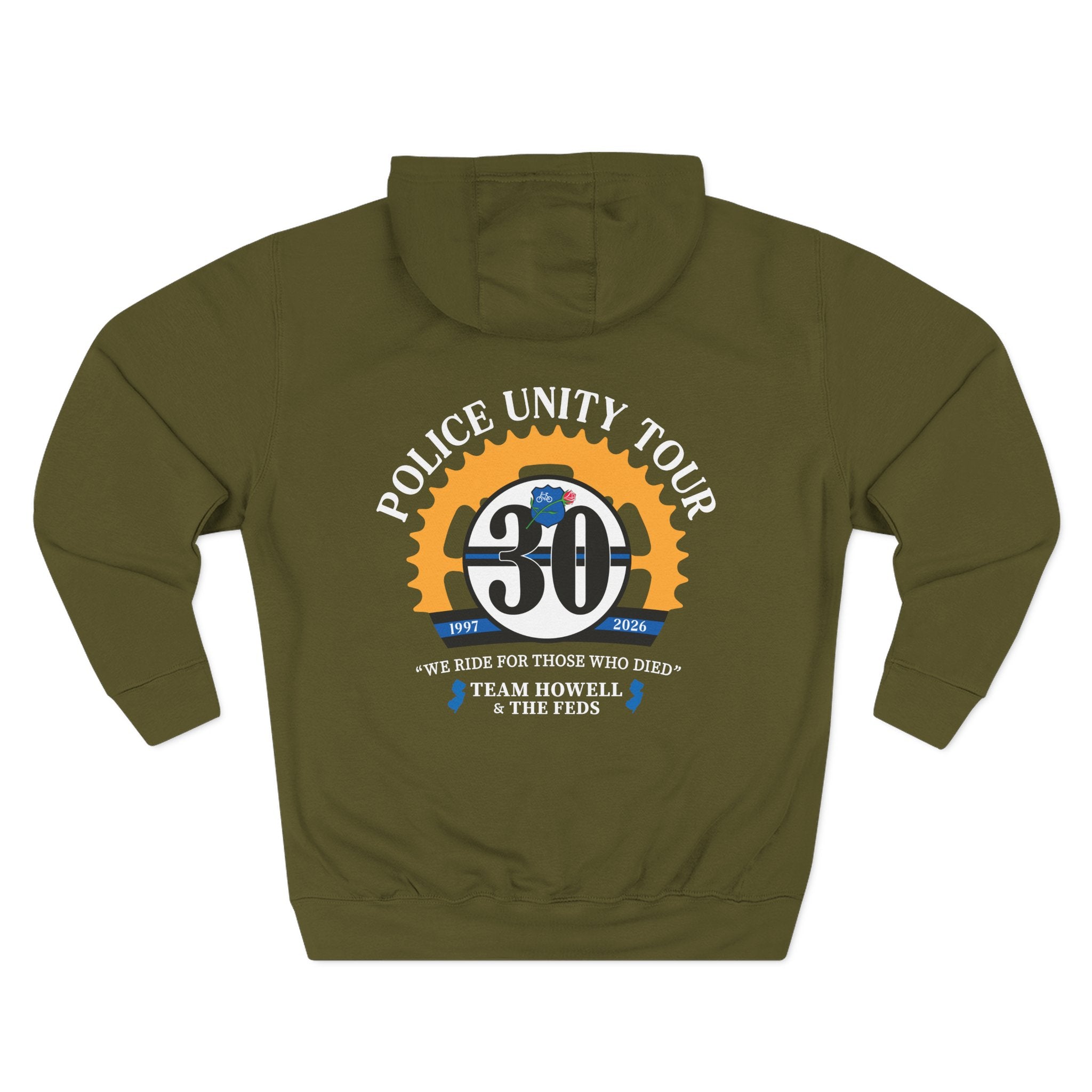 Hoodie with left chest logo and full back design