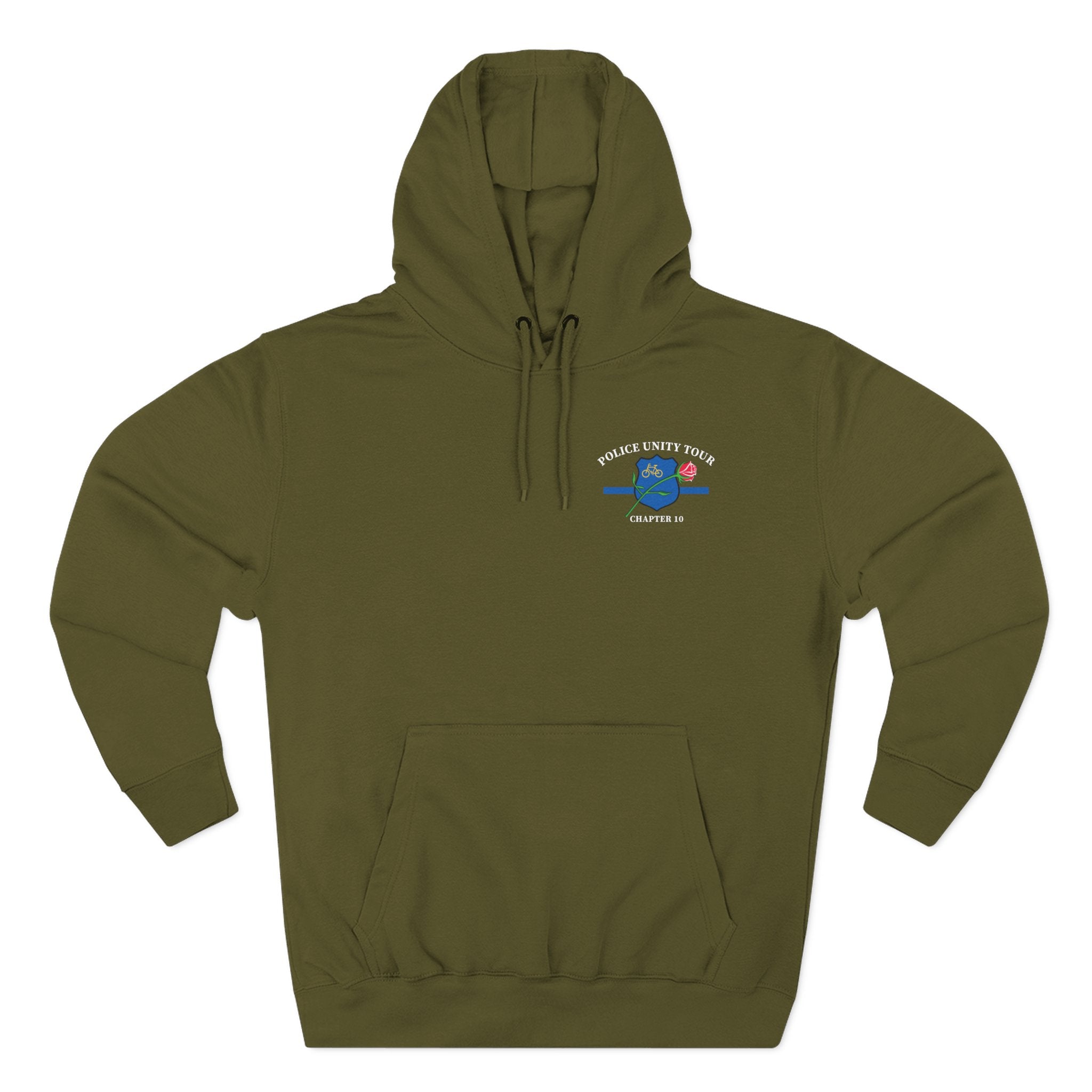 Hoodie with left chest logo and full back design