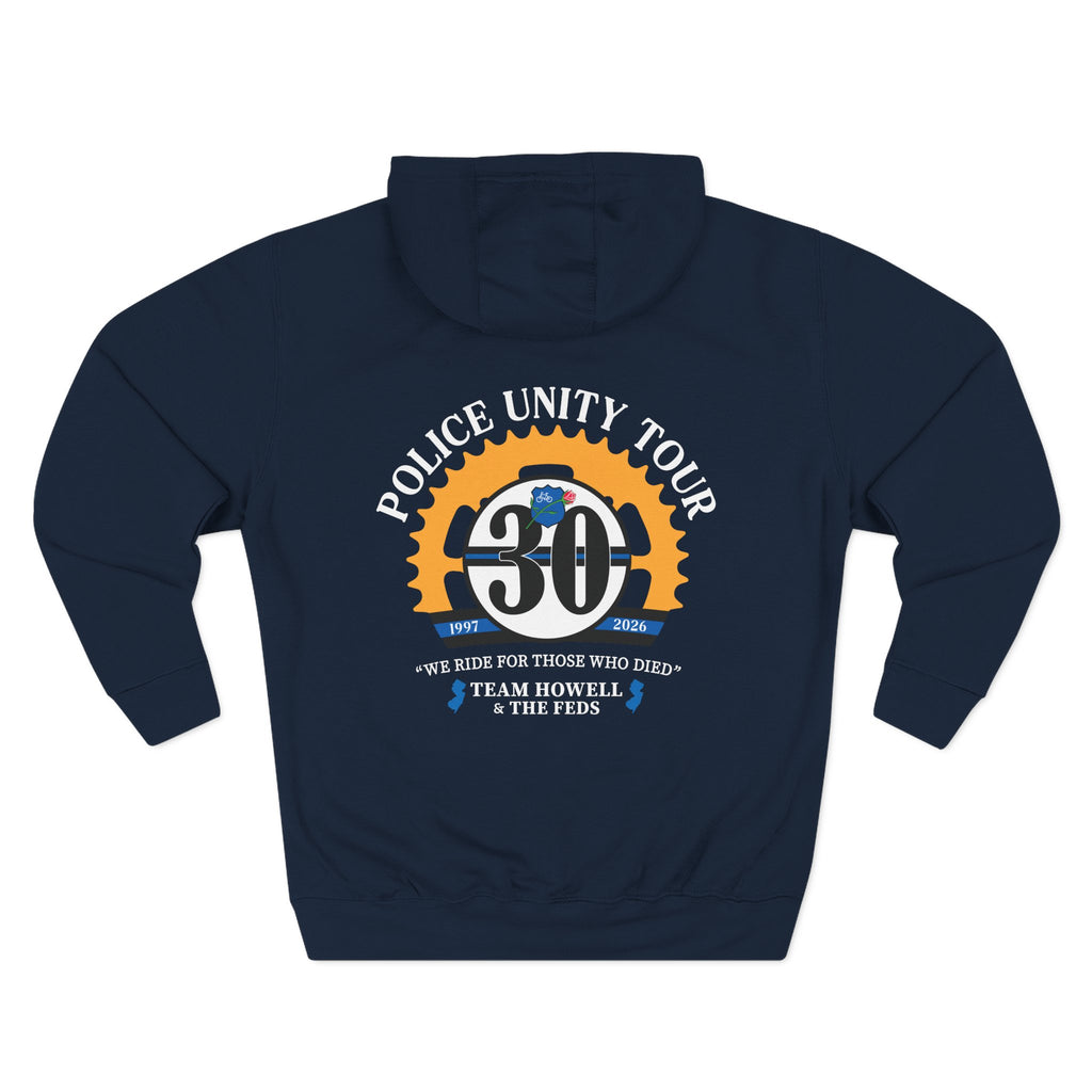 Hoodie with left chest logo and full back design
