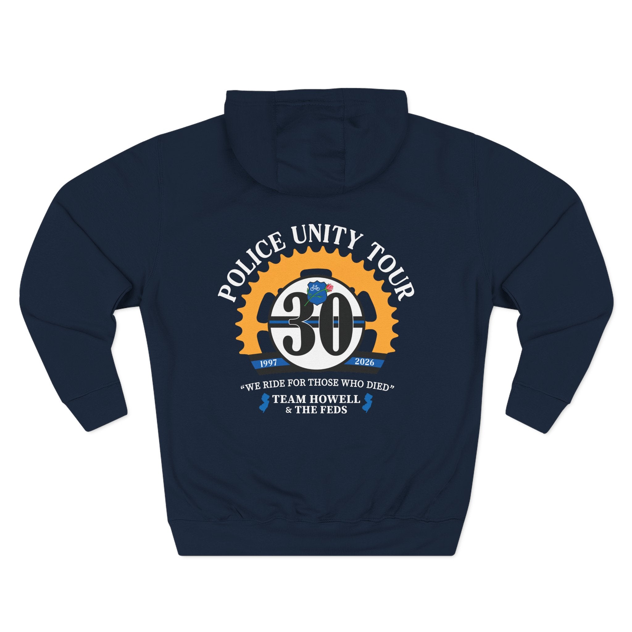 Hoodie with left chest logo and full back design