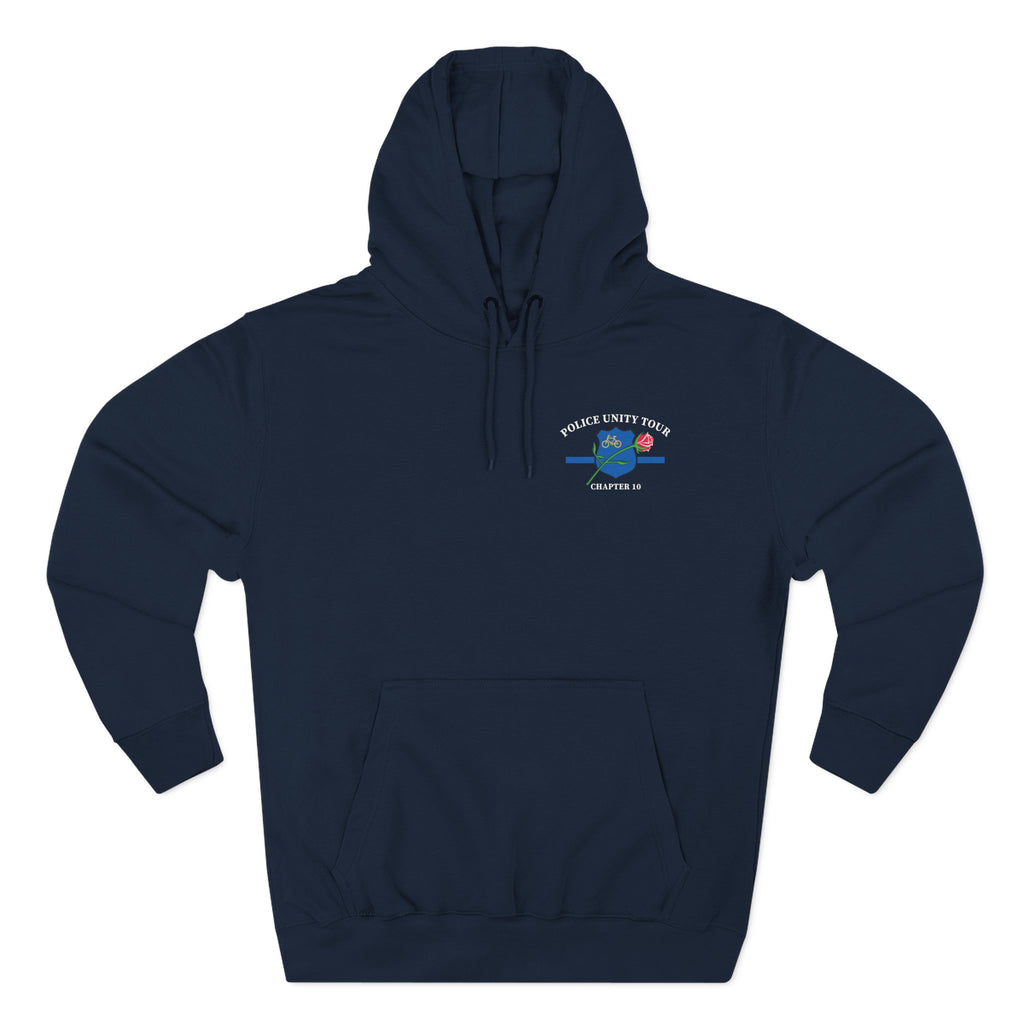 Hoodie with left chest logo and full back design