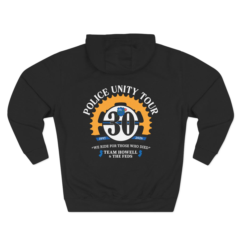 Hoodie with left chest logo and full back design