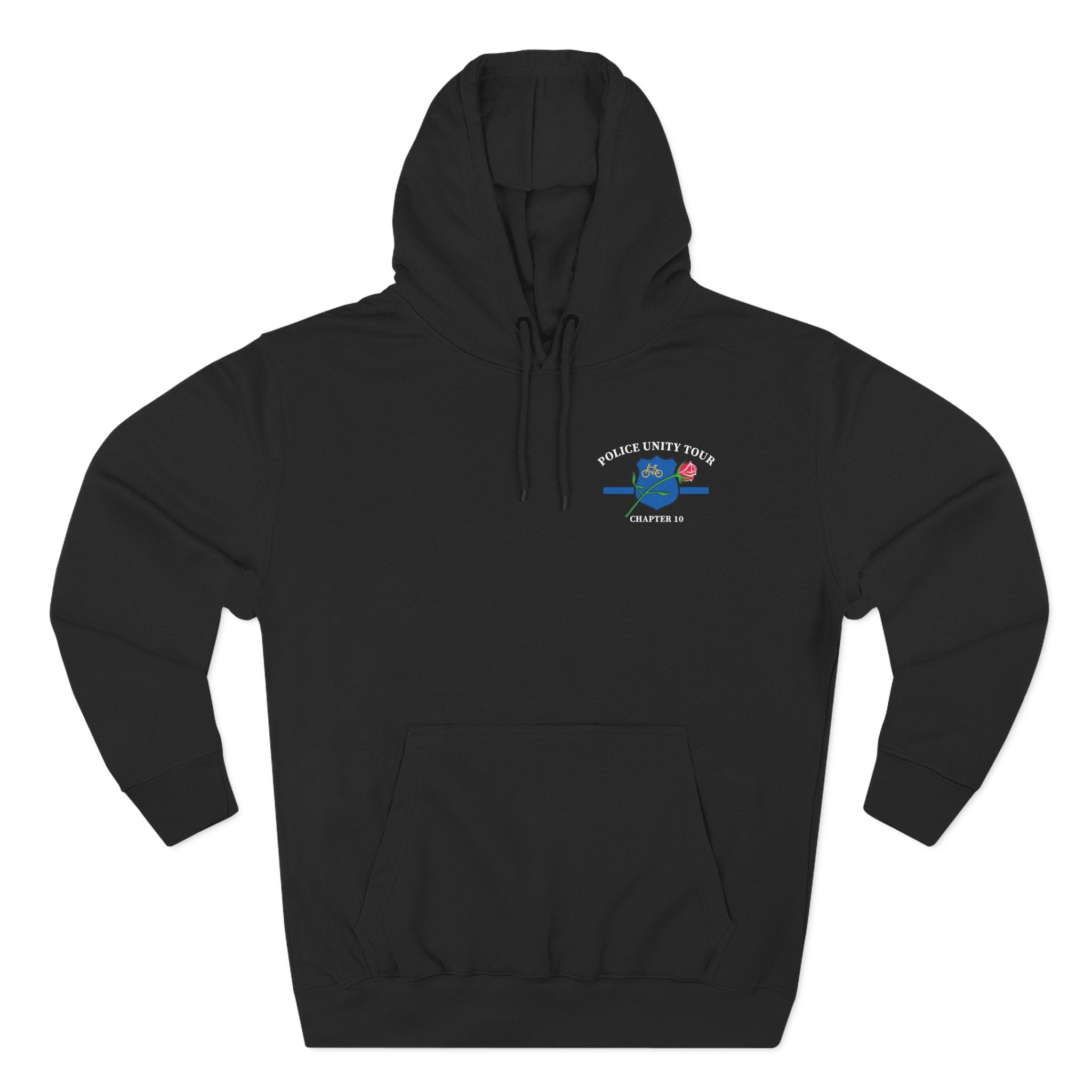 Hoodie with left chest logo and full back design