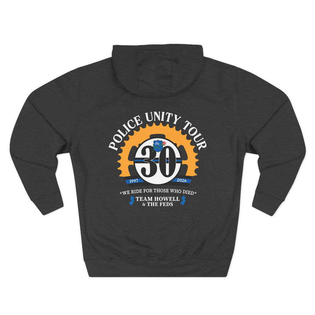 Hoodie with left chest logo and full back design