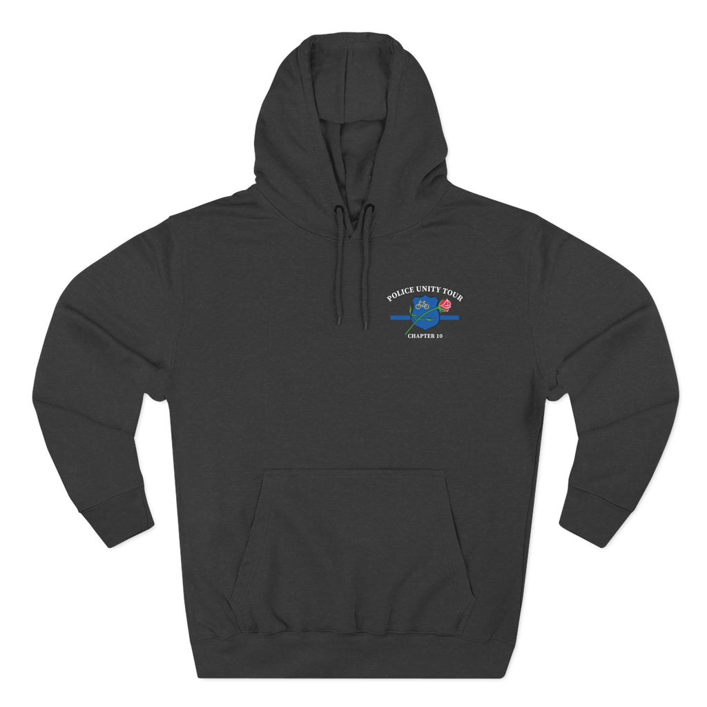 Hoodie with left chest logo and full back design