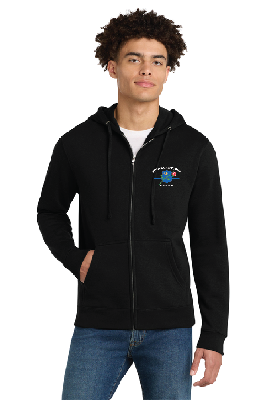 Zip Up Hoodie with left chest logo and full back