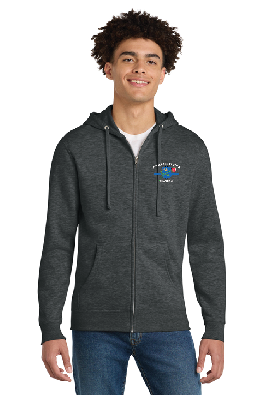 Zip Up Hoodie with left chest logo and full back