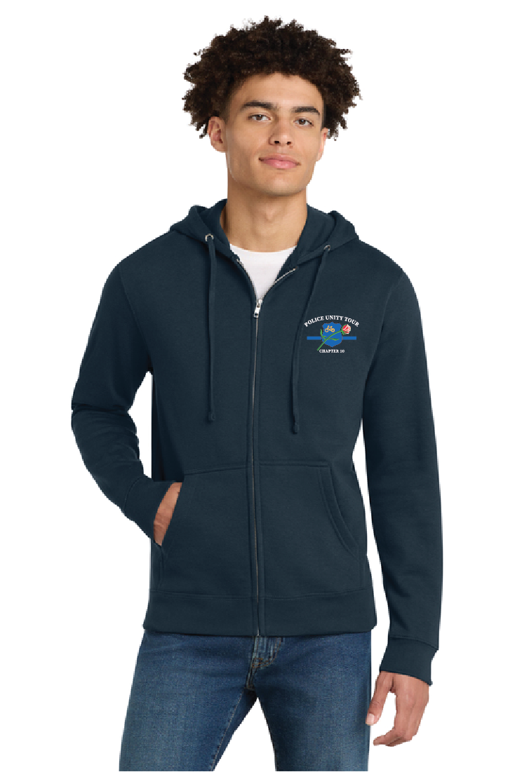 Zip Up Hoodie with left chest logo and full back