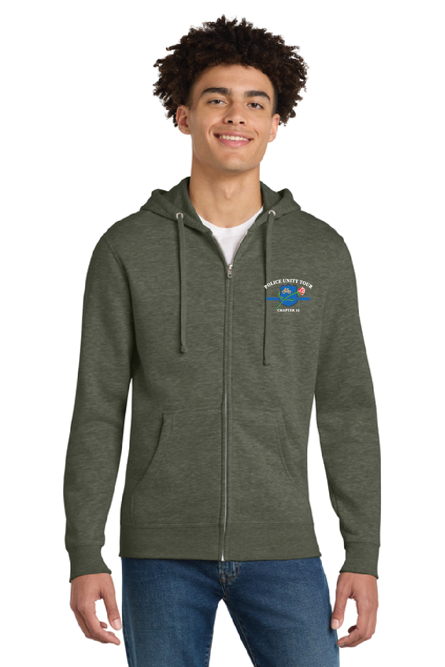 Zip Up Hoodie with left chest logo and full back